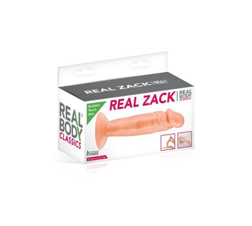 Фалоімітатор Real Body — Real Zack Flesh, TPE, діаметр 3,7 см