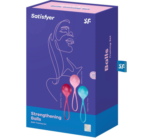 Вагінальні кульки Satisfyer Strengthening Balls (3шт), діаметр 3,8 см, маса 62-82-98г, монолітні