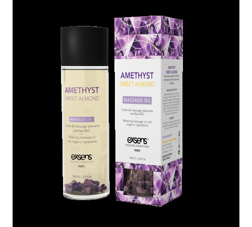 Масажна олія EXSENS Amethyst Sweet Almond (розслаблювальна, з аметистом) 100мл, натуральна