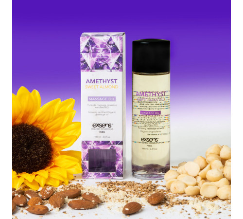 Масажна олія EXSENS Amethyst Sweet Almond (розслаблювальна, з аметистом) 100мл, натуральна