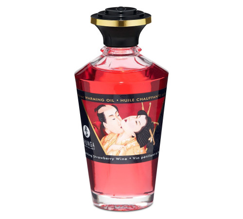 Розігрівальна олія Shunga Aphrodisiac Warming Oil – Sparkling Strawberry Wine (100 мл) без цукру