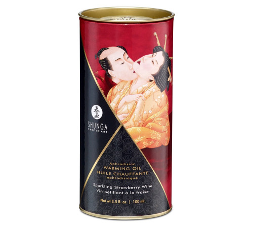 Розігрівальна олія Shunga Aphrodisiac Warming Oil – Sparkling Strawberry Wine (100 мл) без цукру