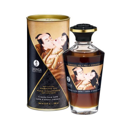 Розігрівальна олія Shunga Aphrodisiac Warming Oil – Creamy Love Latte (100 мл) без цукру, смачна