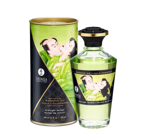 Розігрівальна олія Shunga Aphrodisiac Warming Oil – Midnight Sorbet (100 мл) без цукру, смачна