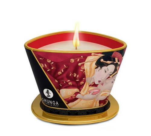 Масажна свічка Shunga Massage Candle – Sparkling Strawberry Wine (170 мл) з афродизіаками