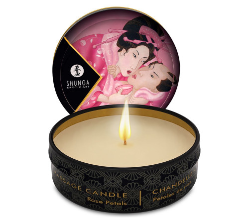 Масажна свічка Shunga Mini Massage Candle – Rose Petals (30 мл) з афродизіаками