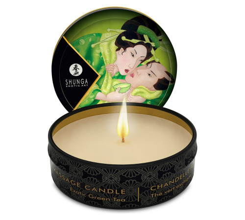 Масажна свічка Shunga Mini Massage Candle – Exotic Green Tea (30 мл) з афродизіаками