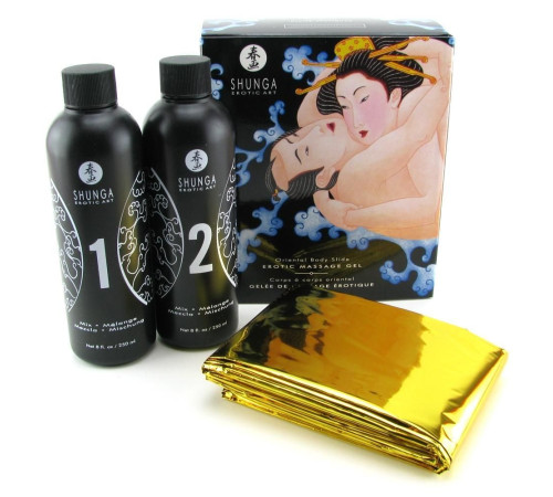 Гель для NURU масажу Shunga Oriental Body-to-Body – Exotic Fruits (2 x 225 мл) плюс простирадло