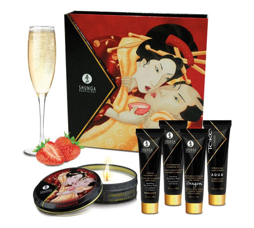 Подарунковий набір Shunga GEISHAS SECRETS – Sparkling Strawberry Wine: для шикарної ночі вдвох