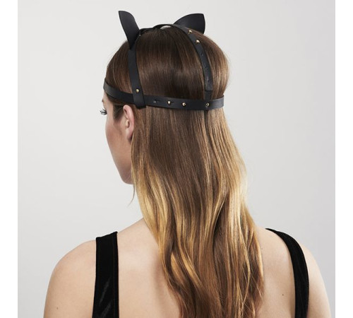 Маска кішечки Bijoux Indiscrets MAZE - Cat Ears Headpiece Black, екошкіра