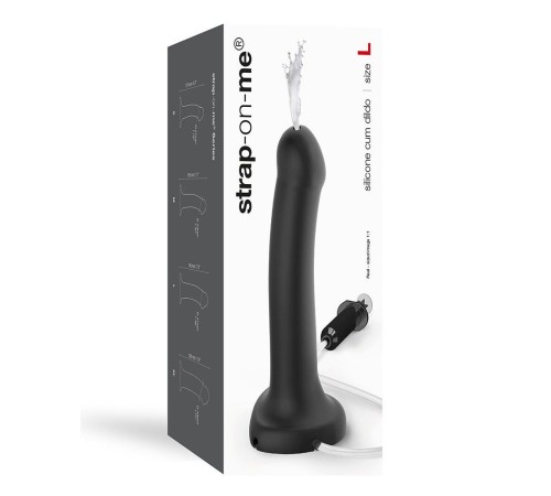 Фалоімітатор, що кінчає Strap-On-Me Dildo Cum Black, діаметр 3,6 см, силікон, насадка для страпону