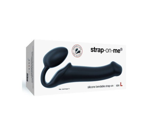 Безремінний страпон Strap-On-Me Black L, повністю регульований, діаметр 3,7 см