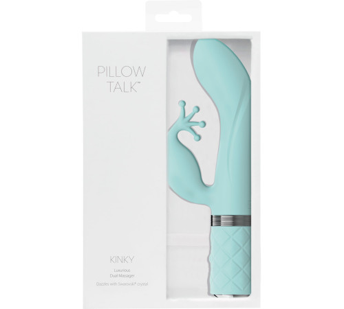 Розкішний вібратор-кролик Pillow Talk - Kinky Teal з кристалом Сваровські, потужний