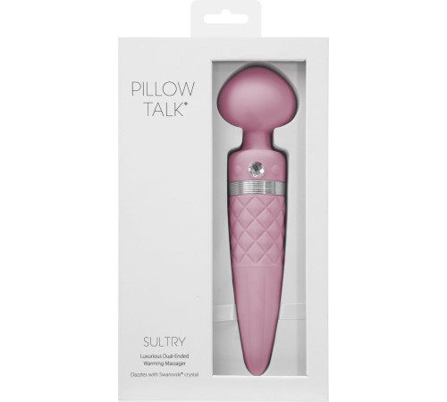 Вібромасажер 2в1 PILLOW TALK - Sultry Pink, класичний масажер і вібратор з ротацією, підігрів