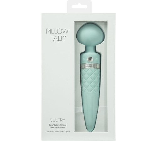 Вибромассажер 2в1 PILLOW TALK - Sultry Teal, классический массажер и вибратор с ротацией, подогрев