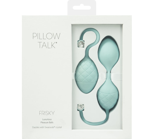 Розкішні вагінальні кульки PILLOW TALK - Frisky Teal з кристалом, діаметр 3,2 см, вага 49-75 гр