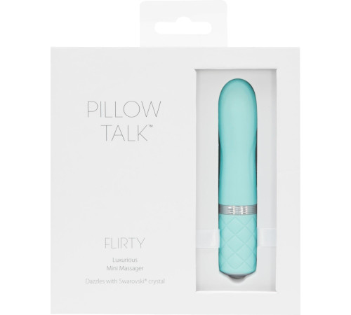 Роскошный вибратор PILLOW TALK - Flirty Teal с кристаллом Сваровски, гибкая головка