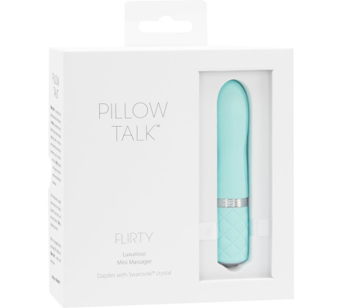 Роскошный вибратор PILLOW TALK - Flirty Teal с кристаллом Сваровски, гибкая головка