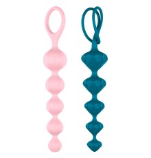 Набір анальних бус Satisfyer Beads Colored, силікон , макс. діаметр 3,3 см і 3,5 см