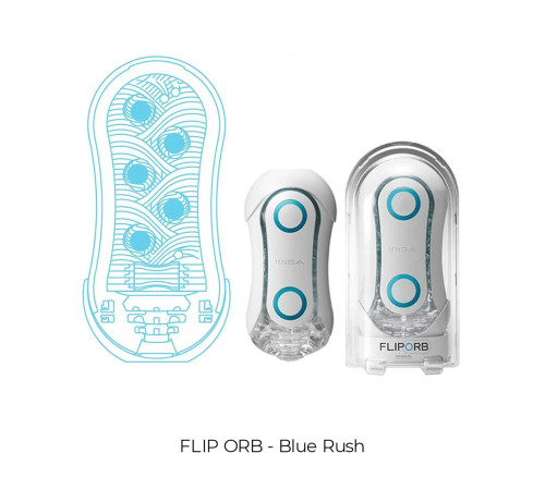 Мастурбатор Tenga Flip Orb — Blue Rush, з можливістю зміни тиску та стимулювальними кульками всереди