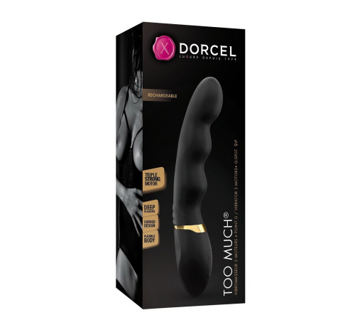 Вібратор ультрастимулювальний Dorcel Too Much Rechargeable Black, гнучкий і потужний, 3 вібромотори