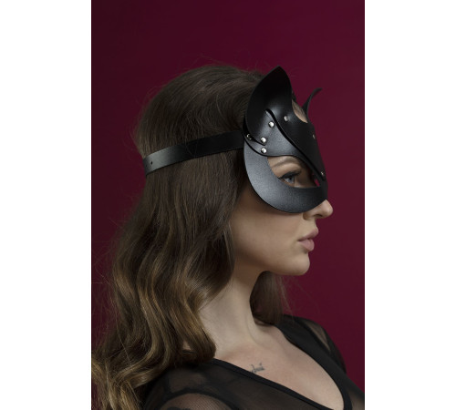 Маска кішечки Feral Feelings - Catwoman Mask, натуральна шкіра, чорна