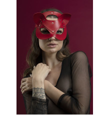 Маска кішечки Feral Feelings - Catwoman Mask, натуральна шкіра, червона