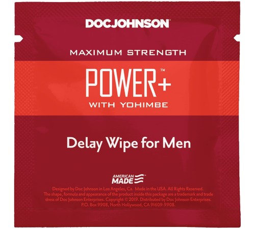 Пролонгуюча серветка Doc Johnson Power + Delay Wipe For Men з екстрактом йохимбе