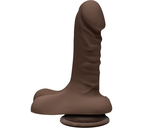 Фалоімітатор Doc Johnson The D - Super D - 6 Inch With Balls - ULTRASKYN - Chocolate, діаметр 3,8 см