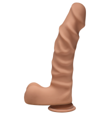 Фалоімітатор Doc Johnson The D - Ragin D - 9 Inch With Balls - ULTRASKYN - Caramel, діаметр 5,1 см