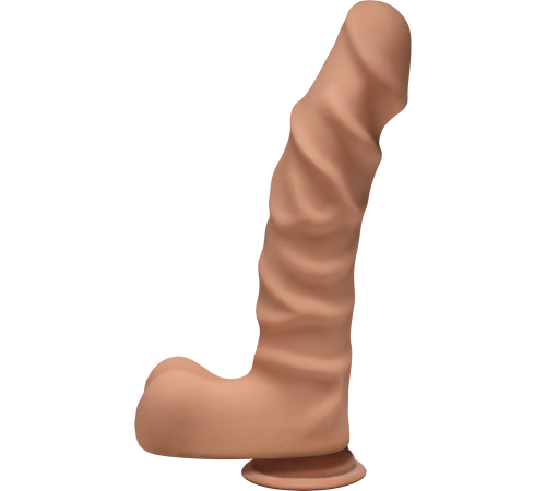 Фалоімітатор Doc Johnson The D - Ragin D - 9 Inch With Balls - ULTRASKYN - Caramel, діаметр 5,1 см