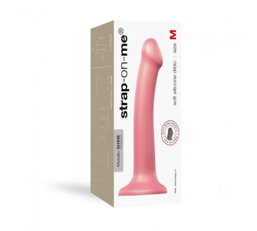 Насадка для страпону Strap-On-Me Mono Density Dildo Rose M, діам. 3,3 см, одношаровий силікон, гнучк