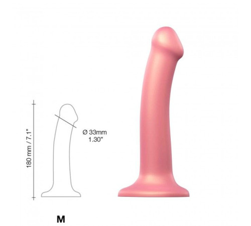 Насадка для страпону Strap-On-Me Mono Density Dildo Rose M, діам. 3,3 см, одношаровий силікон, гнучк