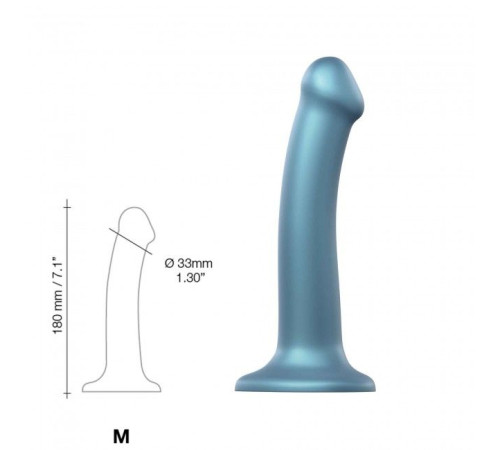 Насадка для страпону Strap-On-Me Mono Density Dildo M Blue, діам. 3,3 см, одношаровий силікон, гнучк