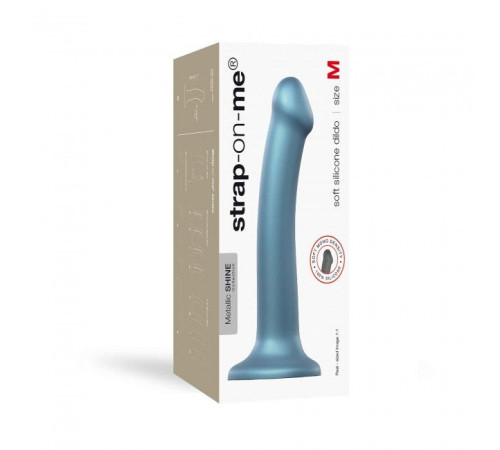 Насадка для страпону Strap-On-Me Mono Density Dildo M Blue, діам. 3,3 см, одношаровий силікон, гнучк