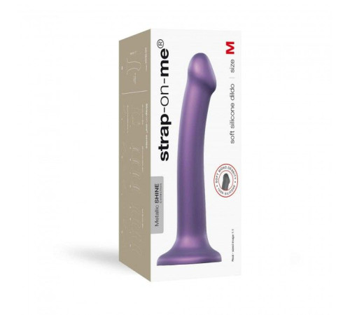 Насадка для страпону Strap-On-Me Mono Density Dildo Violet M, діам. 3,3 см, одношаровий силікон, гну