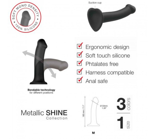 Насадка для страпону Strap-On-Me Mono Density Dildo Violet M, діам. 3,3 см, одношаровий силікон, гну