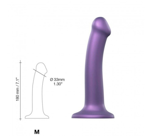 Насадка для страпону Strap-On-Me Mono Density Dildo Violet M, діам. 3,3 см, одношаровий силікон, гну