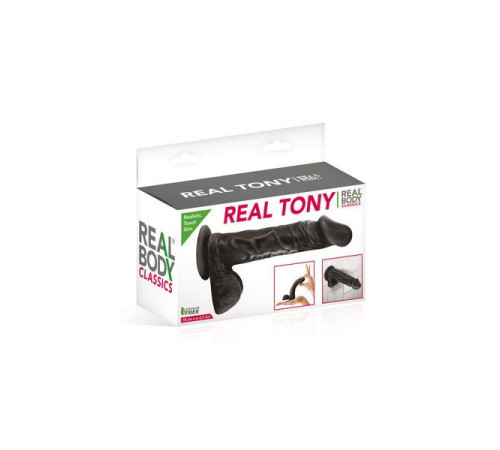 Фалоімітатор Real Body — Real Tony Black, TPE, діаметр 3,5 см