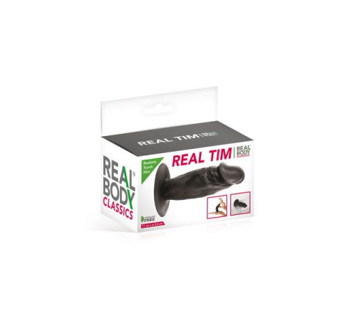 Фалоімітатор Real Body — Real Tim Black, TPE, діаметр 3,4 см