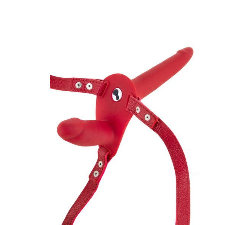 Подвійний страпон з вібрацією Fetish Tentation Vibrating Strap-On with Double Dildo Red