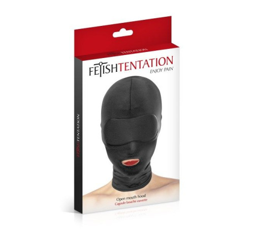 Капюшон для БДСМ з відкритим ротом Fetish Tentation Open Mouth Hood