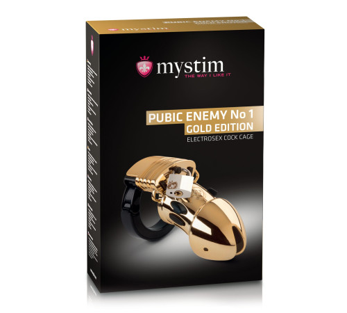 Клітка для члена з електростимуляцією Mystim Pubic Enemy No 1 - Gold Edition