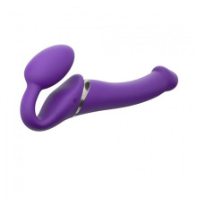 Безремінний страпон з вібрацією Strap-On-Me Vibrating Violet M, діаметр 3,3 см, пульт ДК, регульован