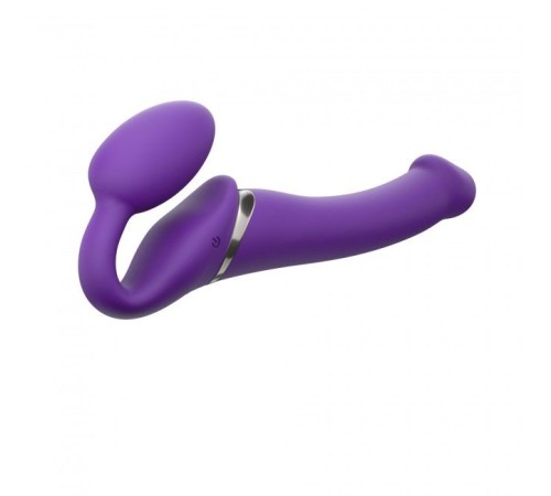 Безремінний страпон з вібрацією Strap-On-Me Vibrating Violet M, діаметр 3,3 см, пульт ДК, регульован