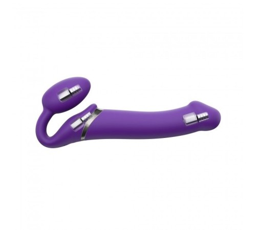 Безремінний страпон з вібрацією Strap-On-Me Vibrating Violet M, діаметр 3,3 см, пульт ДК, регульован