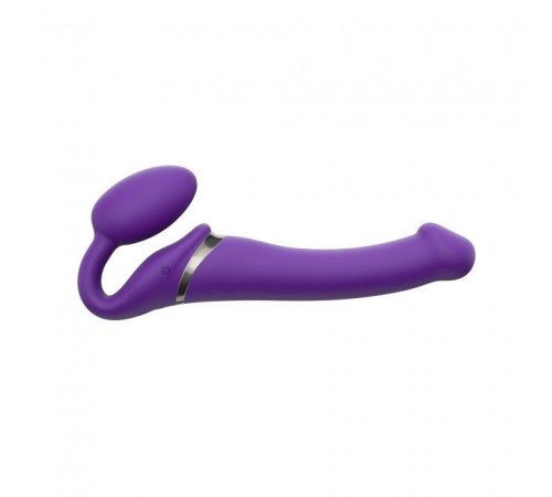 Безремінний страпон з вібрацією Strap-On-Me Vibrating Violet M, діаметр 3,3 см, пульт ДК, регульован