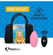 Вібратор в трусики FeelzToys Panty Vibrator Pink з пультом ДК, 6 режимів роботи, сумочка-чохол