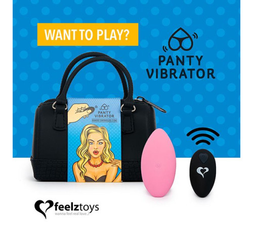 Вібратор в трусики FeelzToys Panty Vibrator Pink з пультом ДК, 6 режимів роботи, сумочка-чохол