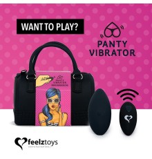 Вібратор в трусики FeelzToys Panty Vibrator Black з пультом ДК, 6 режимів роботи, сумочка-чохол